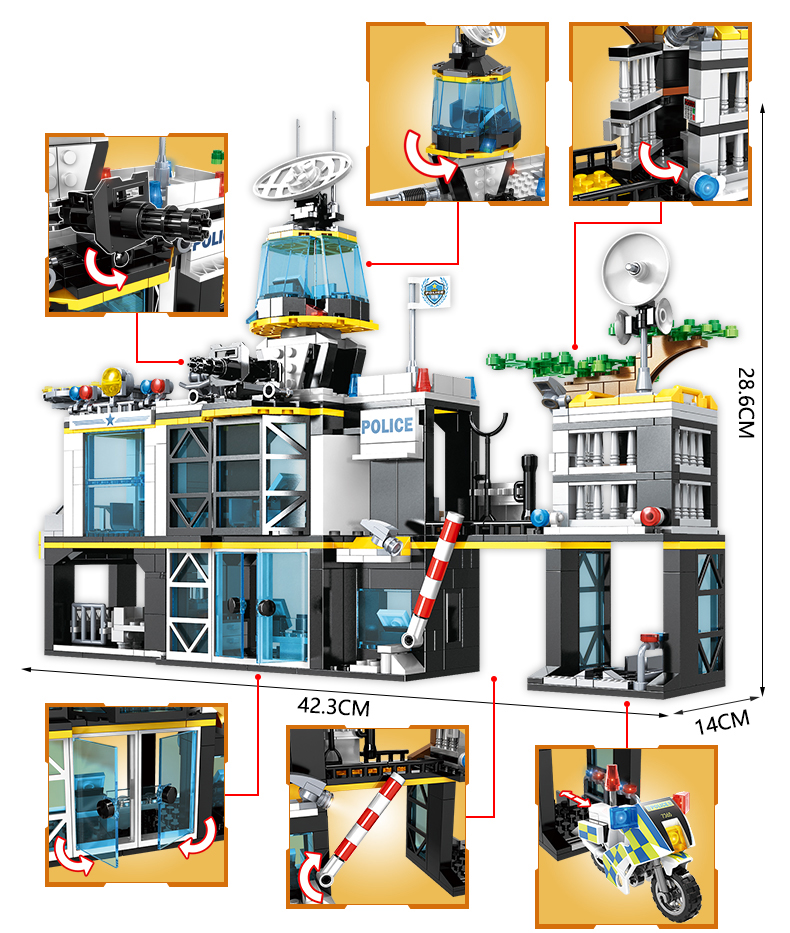 WOMA TOYS Wholesale Kids City Police SWAT Station Aircraft Army Scene Plastic Building Block Set Construction Toy Mini Figure