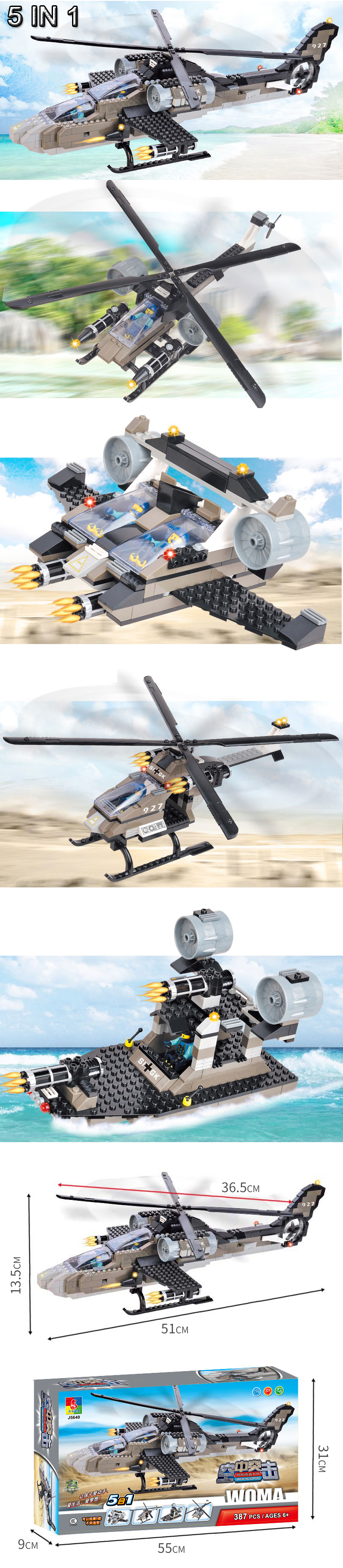 WOMA TOYS Compatible major brands bricks 405pcs Plastic Building Blocks Toy Helicopter Transform model jouet oyuncak