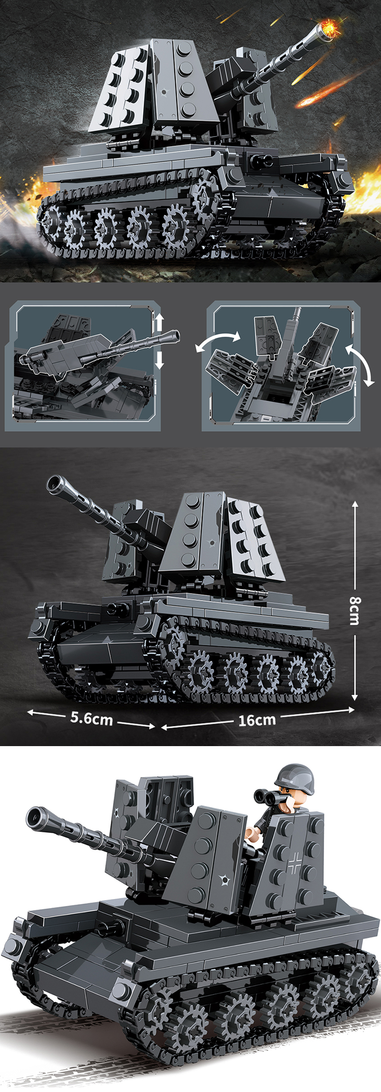 WOMA TOYS Amazon hot sale Gifts Premium military field army battle tank toys model small building blocks bricks set