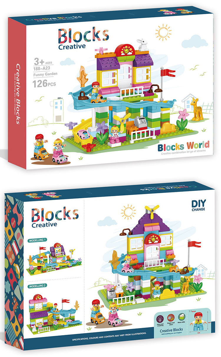 WOMA TOYS Wholesale OEM ODM MOC Children's Garden Car Track Sliding Big Building Block Large Brick With BasePlates Diy