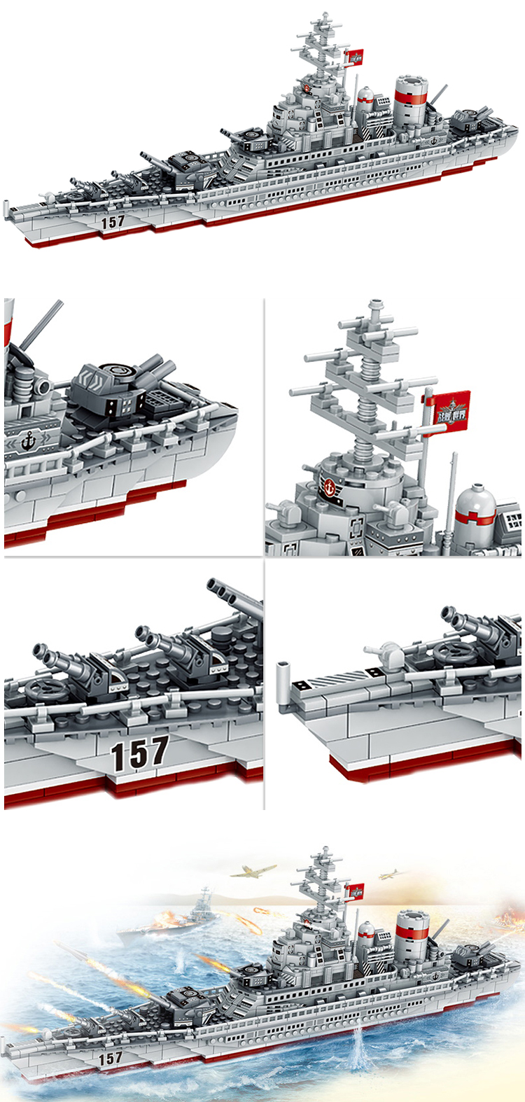 WOMA TOYS AliExpress hot sale War fleet military battleship model educational building blocks battle ships for adult jouet