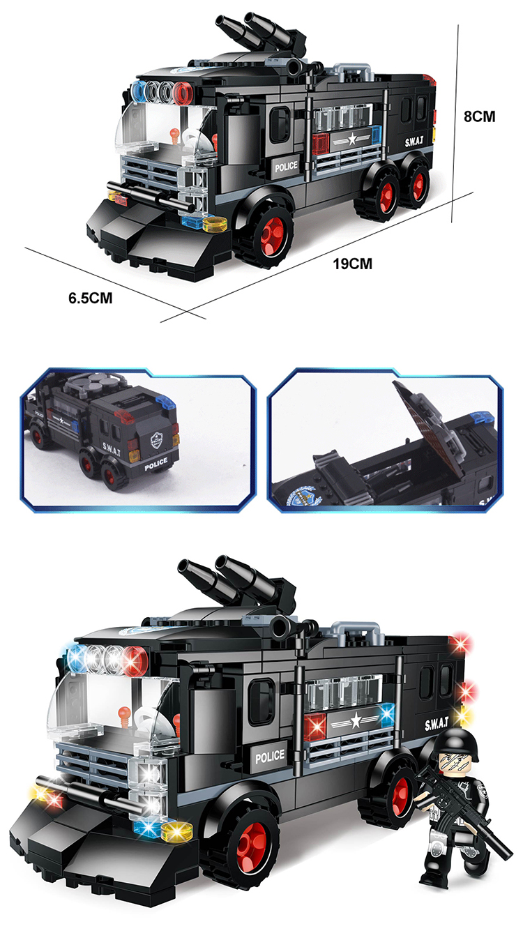 WOMA TOYS Wholesale OEM ODM SWAT Team Figures City Police Car Model Little Brick Small Building Block Juguetes Carros