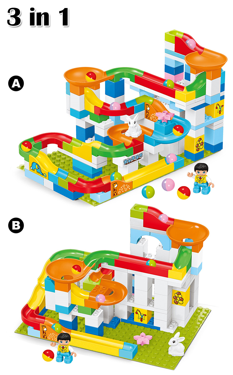 WOMA TOYS Ball Track Slide Block With Base Brinquedo Big Building Brick Preschool Menino 3 Anos