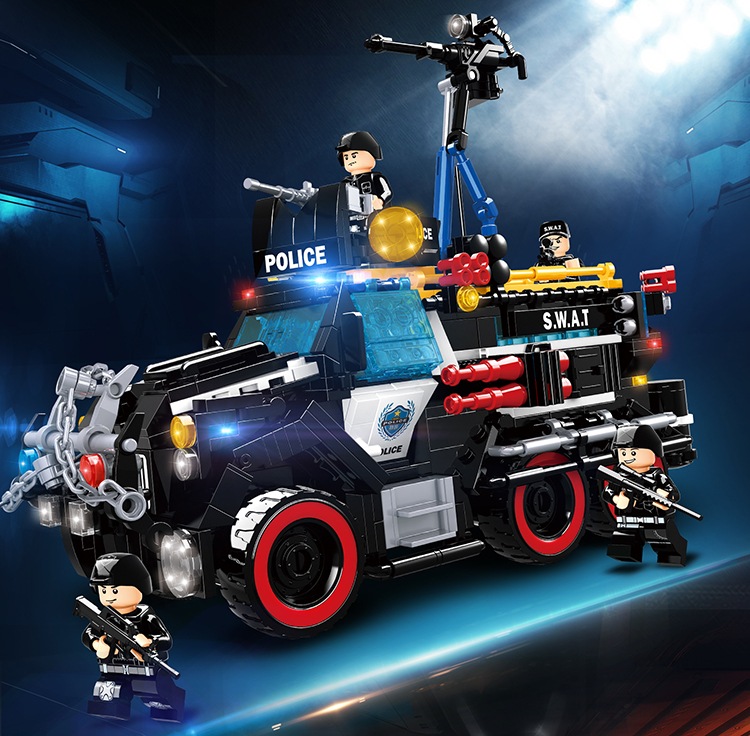 WOMA TOYS Amazon Hottest Sale 2022 OEM ODM SWAT Patrol Car Police Mobfix Vehicle Small Brick Plastic Building Block Set Diy