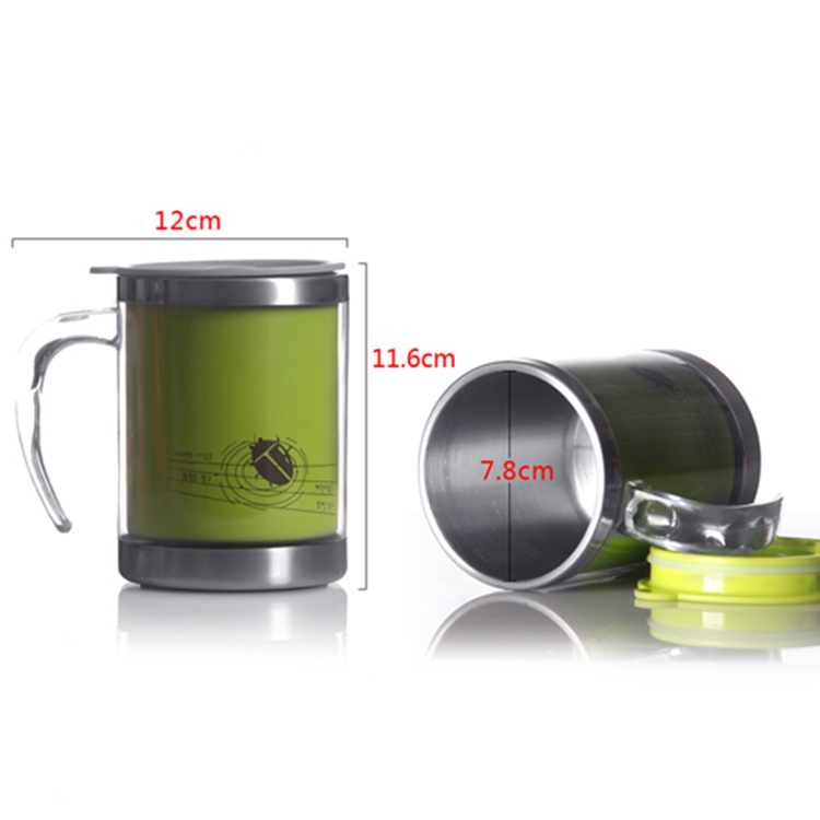 450ml 14oz Double Wall Plastic Outer Stainless Steel Inner Coffee Tea Office Cups Mugs