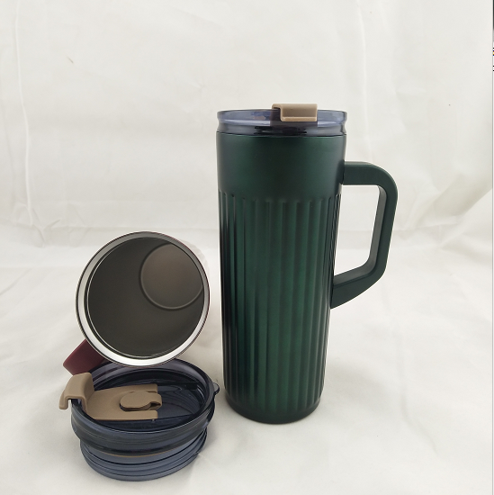 Double Wall 304 Insulated Straw Vacuum Tumbler With Plastic Handle and Tritan Lid