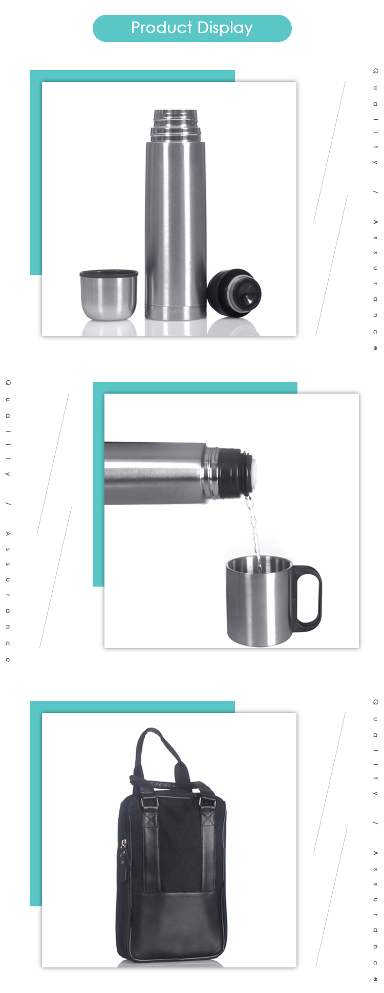 Two 220ml Metal Cups And 500ml Double Wall Stainless Steel Vacuum Flask Gift Set