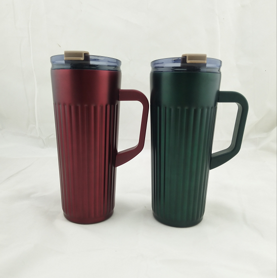 Double Wall 304 Insulated Straw Vacuum Tumbler With Plastic Handle and Tritan Lid