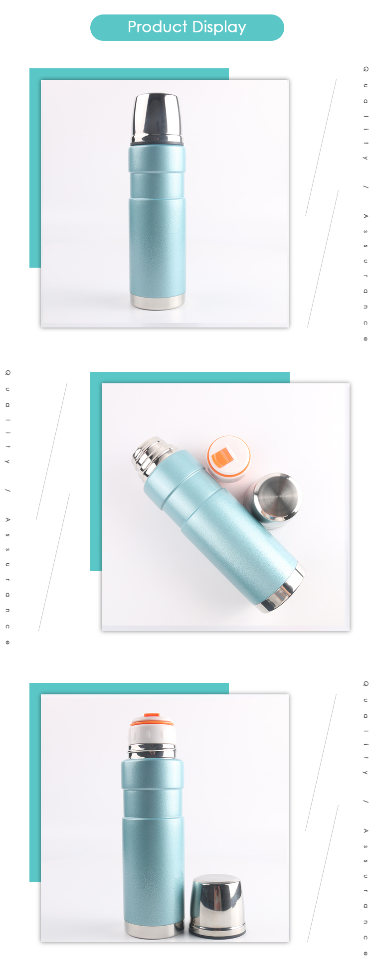 Custom Vacuum Insulated Hot Water Bottle 500ML Double Wall Stainless Steel Flasks