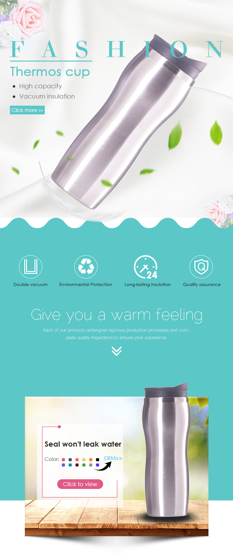 Reusable Coffee Mug Vacuum Insulated Personalized Stainless Steel Tumbler
