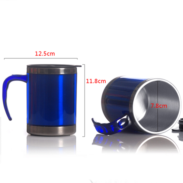 450ml 14oz Double Wall Plastic Outer Stainless Steel Inner Coffee Tea Office Cups Mugs