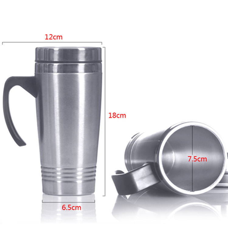 450ml 16oz Double Wall Stainless Steel Thermal Travel Coffee Thermos Cup With Handle