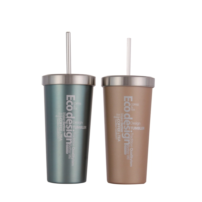 Wholesale 700ml double wall plastic cup with straw and lid for