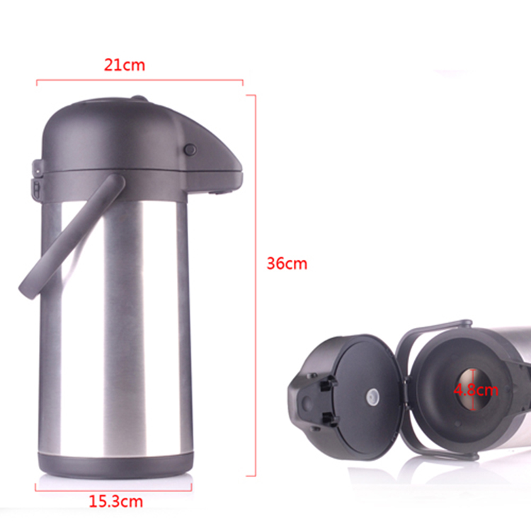 Custom Logo Printed 2.5L Vacuum Thermos Stainless Steel Double Wall Coffee Pot With Handgrip