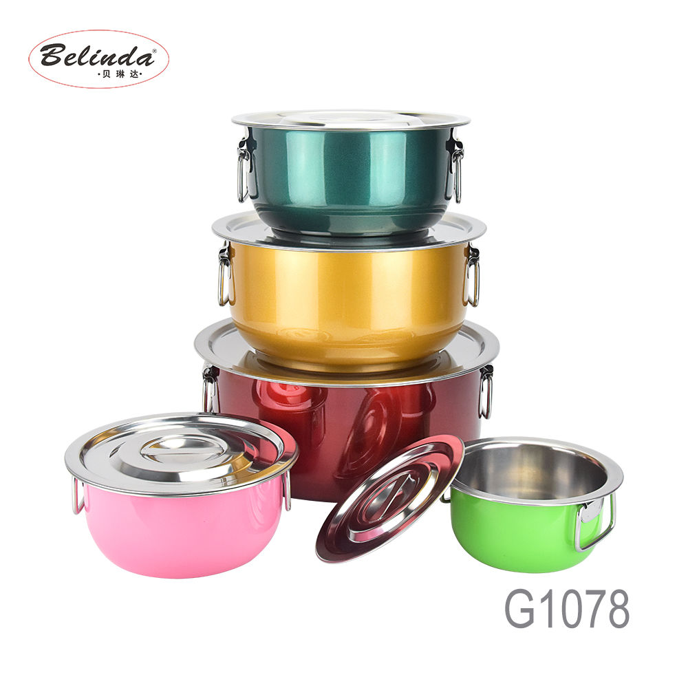 Colorful Thai Metal Kitchen Cooking Pot Stainless Cookware Set with Big Handle
