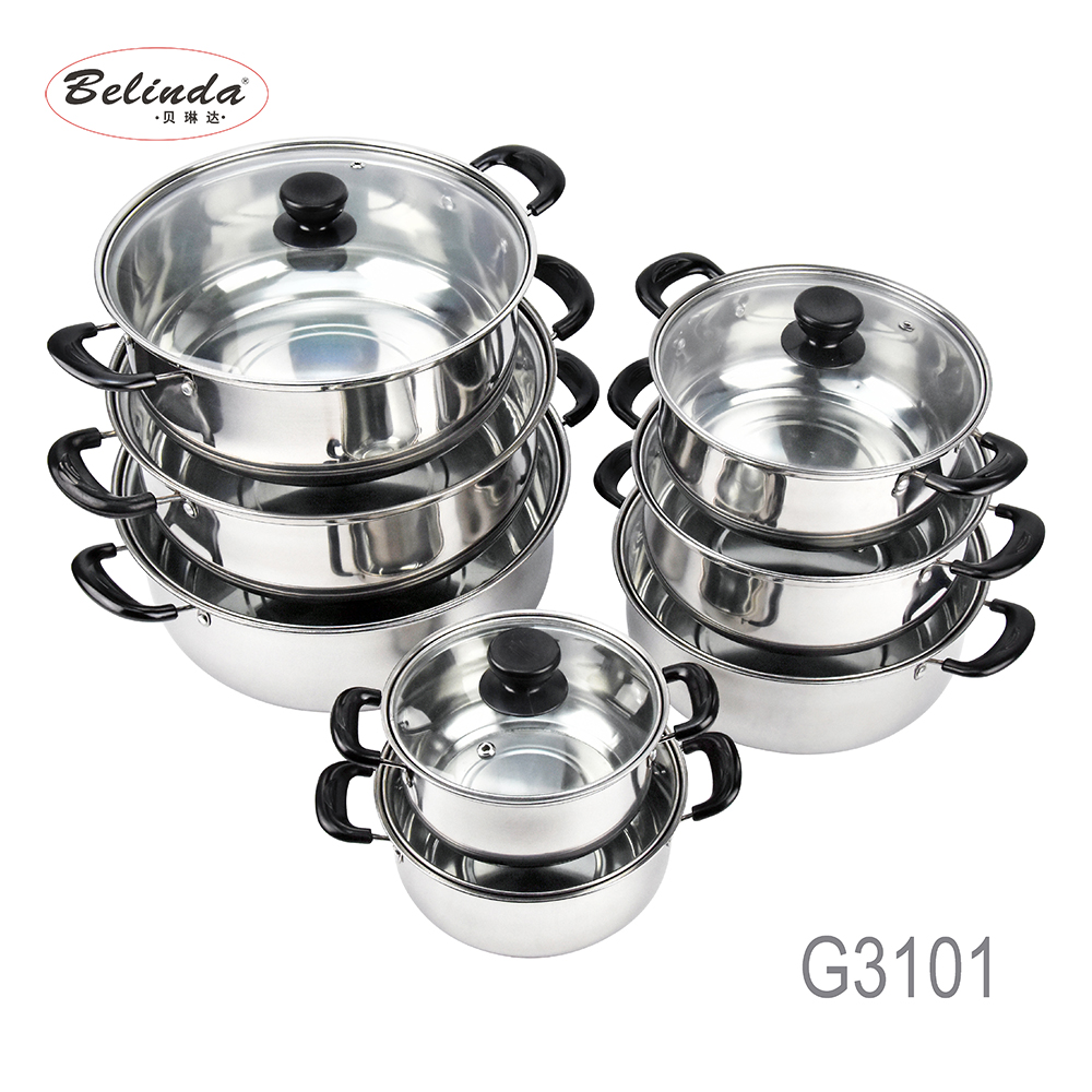 Home Kitchen Appliance Glass Lid 555 Metal Cookware Stainless Steel Cooking Pot