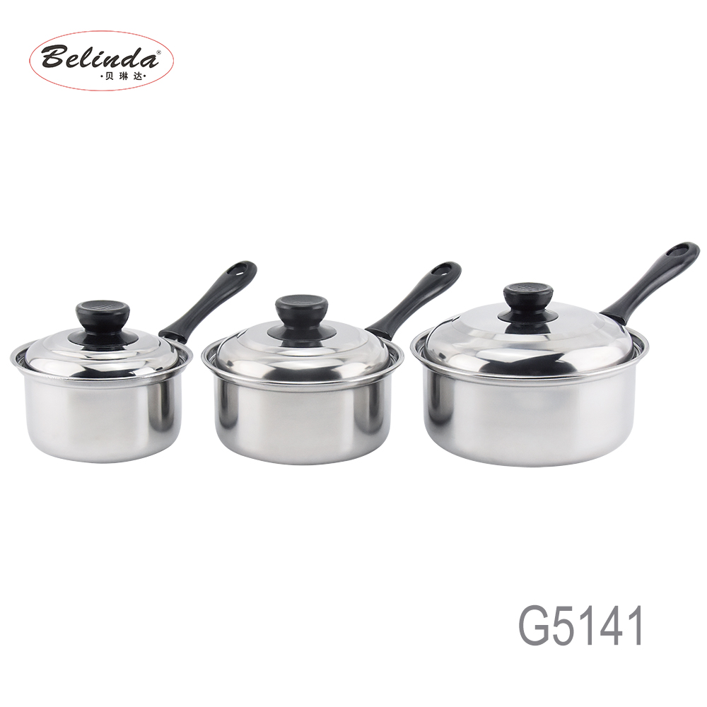 Wholesale Bakelite Handle 3 Pcs Stainless Steel Cookware Set Kitchen Milk Pot