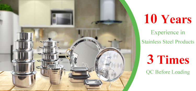 Stainless Steel Round Serving Tray Set Dish Plate Round Food Tray Deep Plate Sets With Double Handle