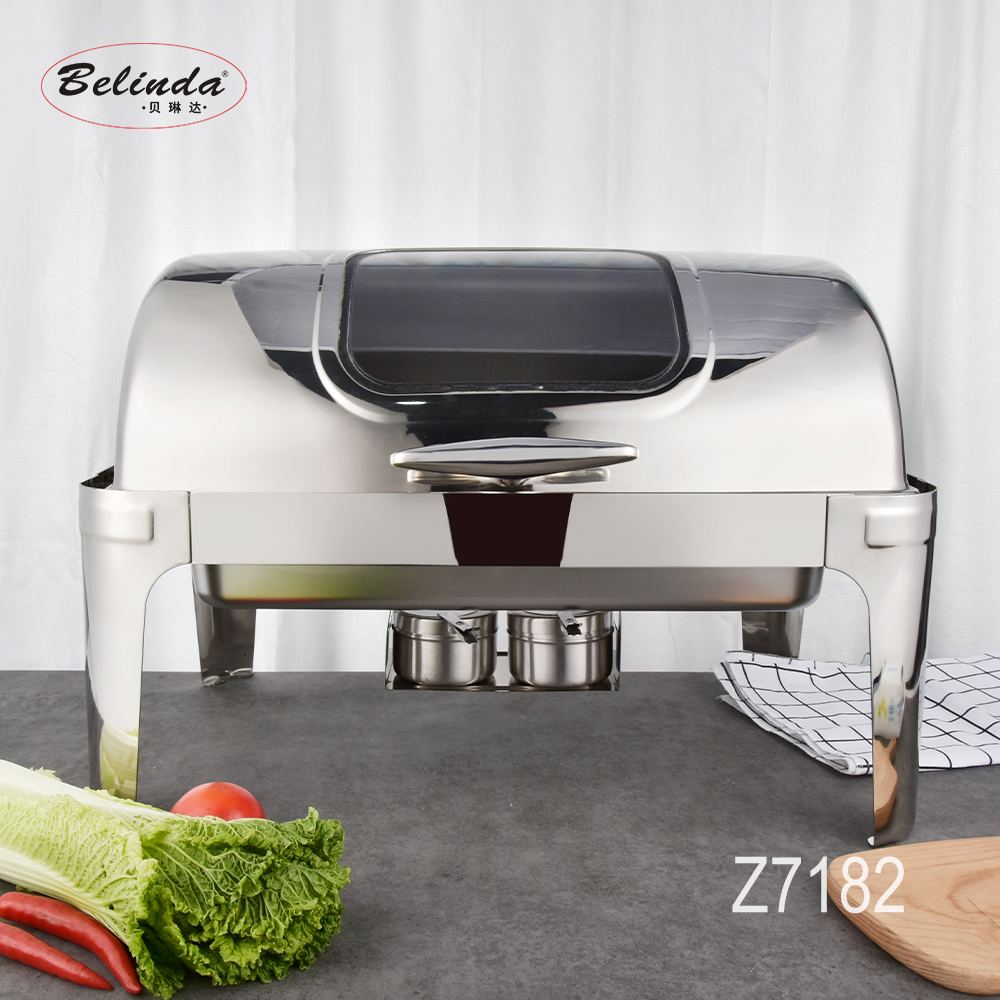 Factory Price catering equipment buffet display Stainless Steel Food Warmers Chafing Dish with Visible Window