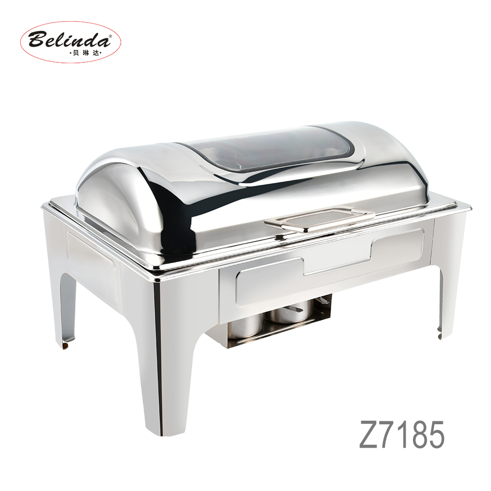 Catering restaurant food serving rectangular chafer stainless steel non electric food warmer wedding chafing dish in gold