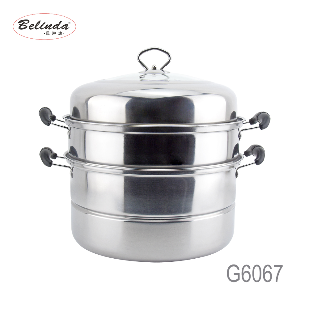 Home Restaurant Kitchen 3 Layers Metal Stainless Steel 28cm Steamer Pot