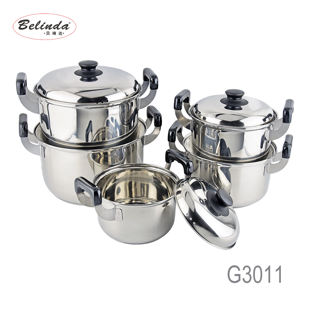 10Pcs Capsulated Induction Cooking Pot Set Stainless Steel Cook Ware