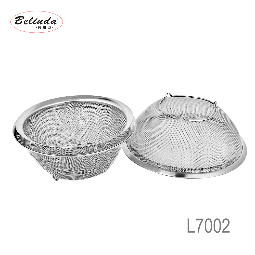 Stainless Steel Fine Round Mesh basket Vegetable Sieve Colander Sifter For Kitchen with Base