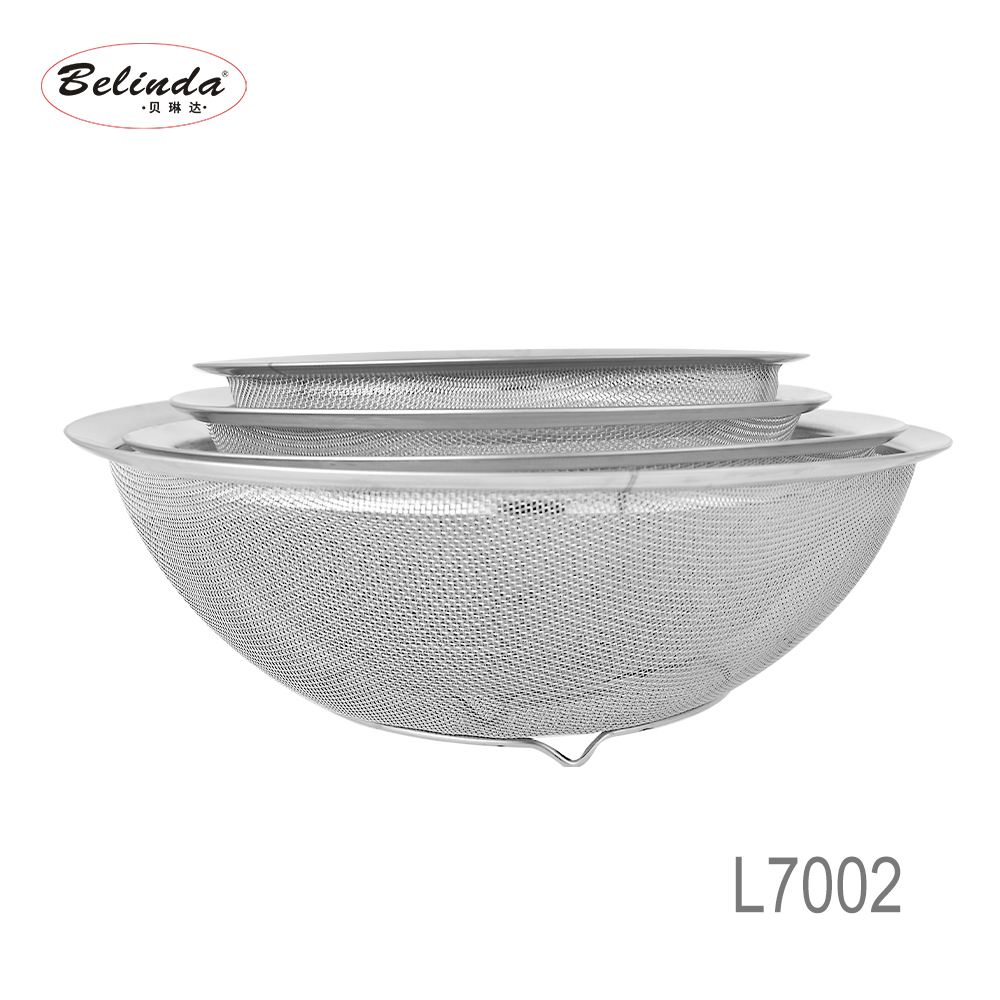 Stainless Steel Fine Round Mesh basket Vegetable Sieve Colander Sifter For Kitchen with Base