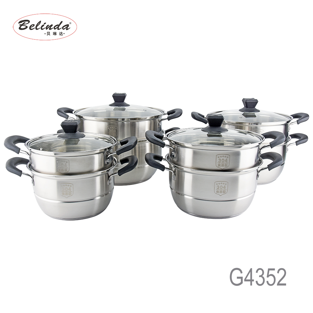 Two Layers Capsulated Induction Bottom Stainless Steel 304 Steamer Pot with Steaming Tablet