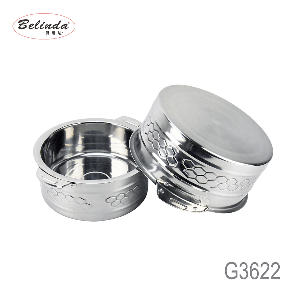 3PCS Double Wall Casserole Stainless Steel Hot Pot Food Warmer with Nice Design