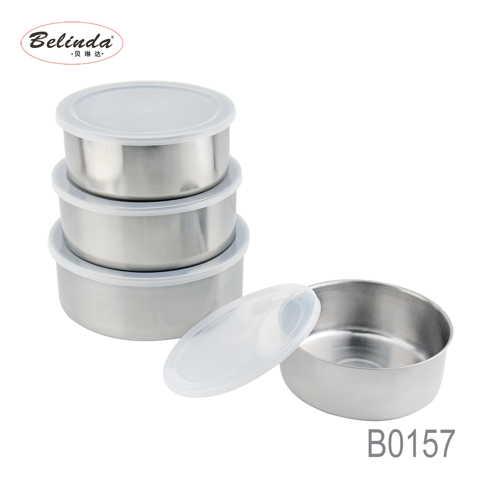 4 Pcs Metal Bento Round Lunch Box Stainless Steel Food