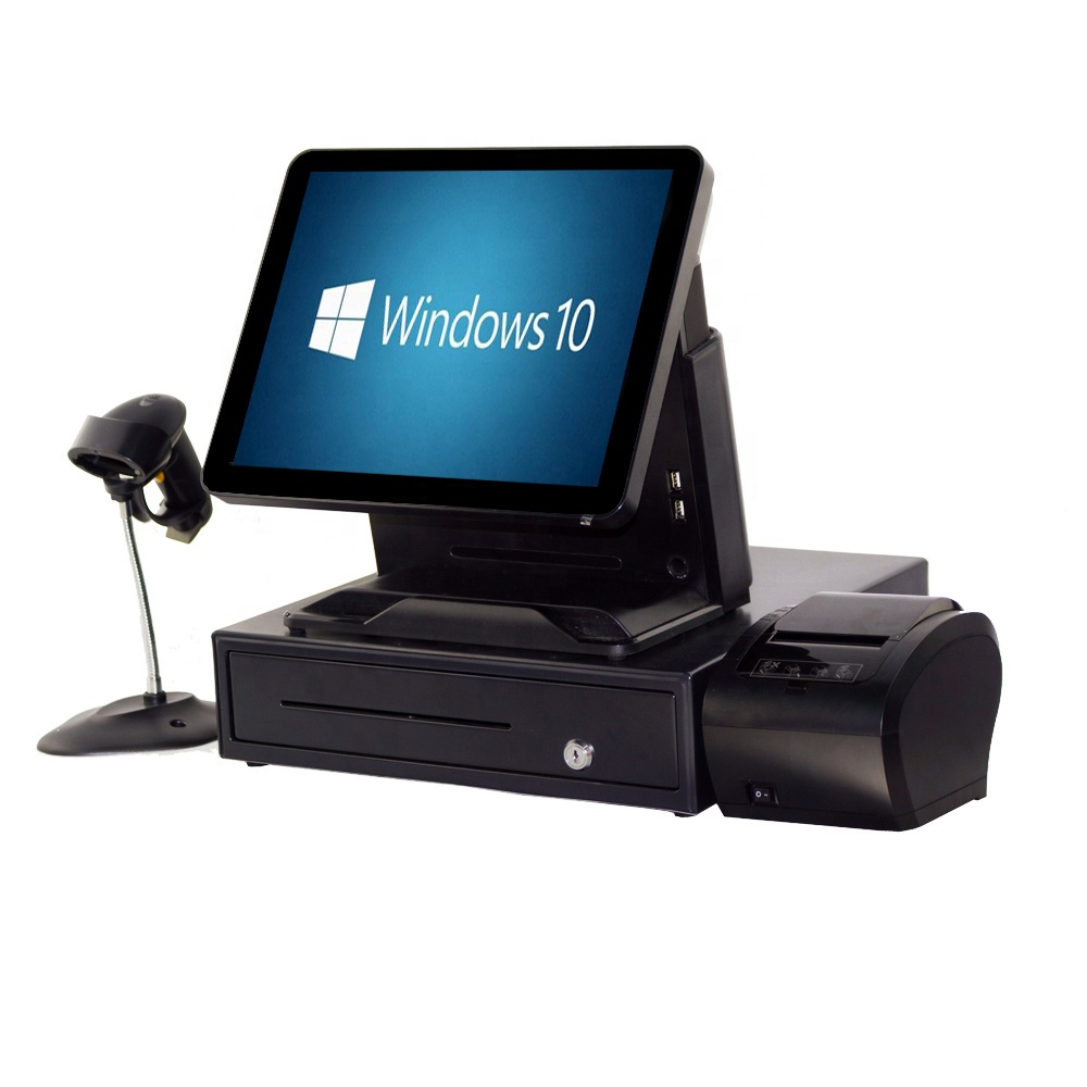 ComPOSxb, UerPOS - Impressora de recibos de varejo de cafeteria máquina pos sensível ao toque caixa registradora tudo em um sistemas pos Máquina POS sensível ao toque de 15 polegadas