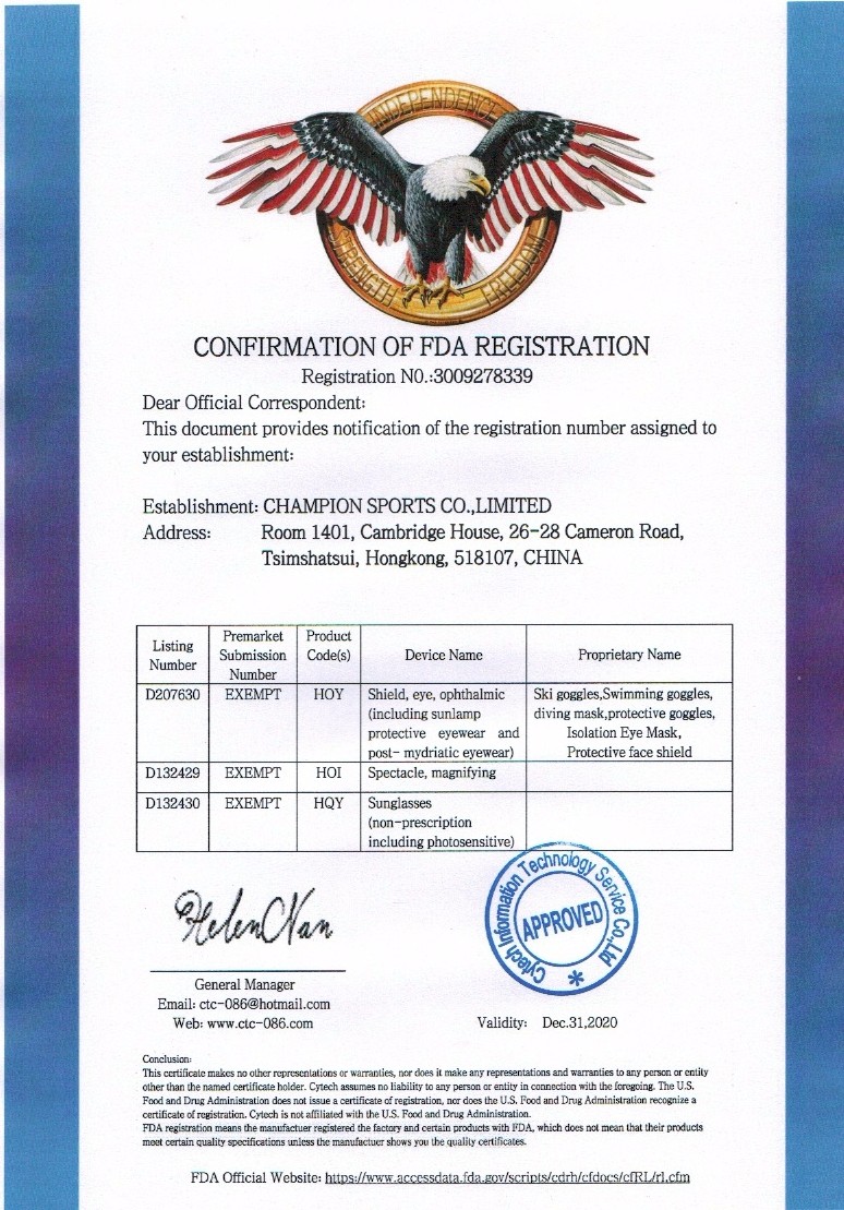 Professional FDA Certificate Approved