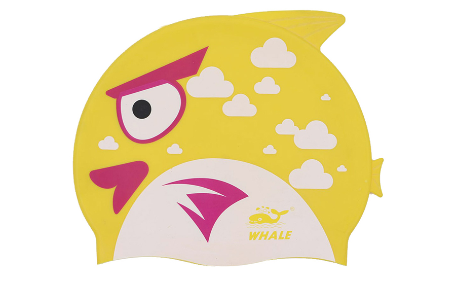 silicone swimming caps with fish shape cartoons and use for kids