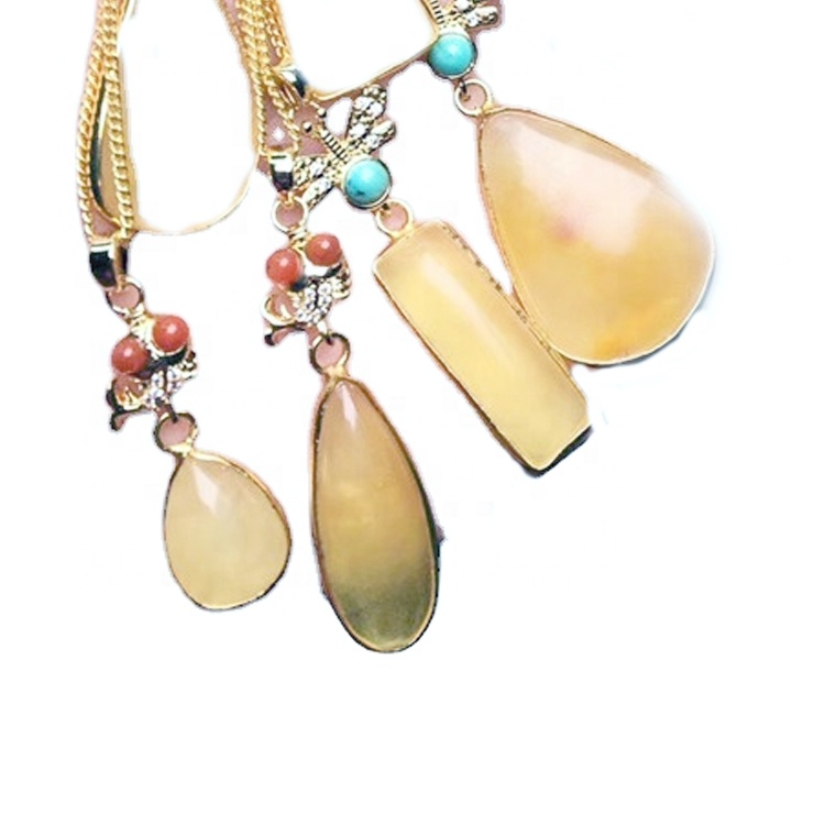 Amberê hêja Necklace Water-Drop Shape Gemstone Sterling Jewell 17