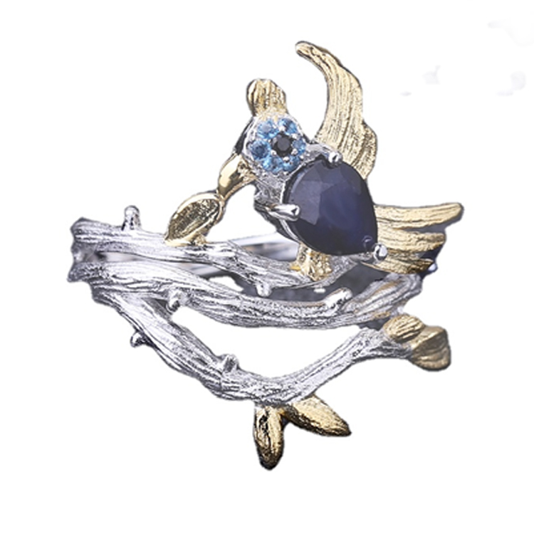 925 Sterling Zobe / Sapphire da ƙulli na Kulla / Zobe 28