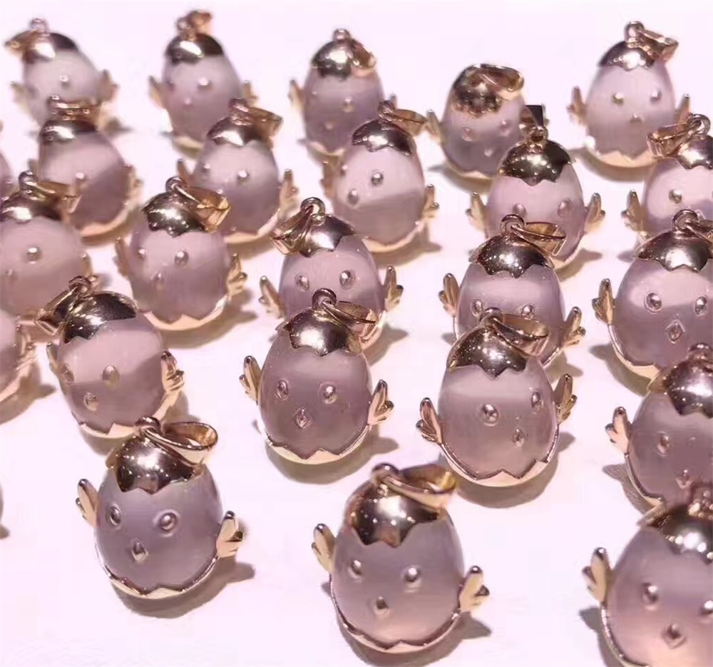 18k Gold Rose Cuartz Pendant xoias 17