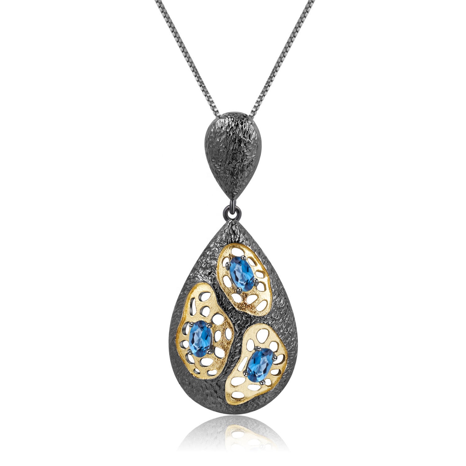 Blue Sapphire Silver Pendant 17