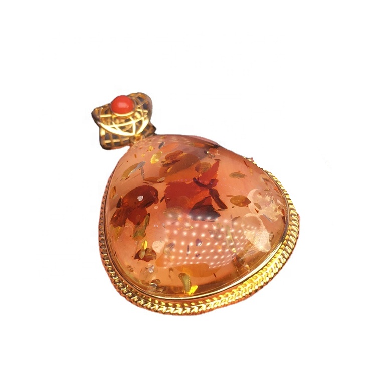 10 ממ זהב דבש אמבר כדור תליון שרשרת 14K זהב מלא או סטרלינג כסף. תכשיטים ענבר זהב ב זהב 28