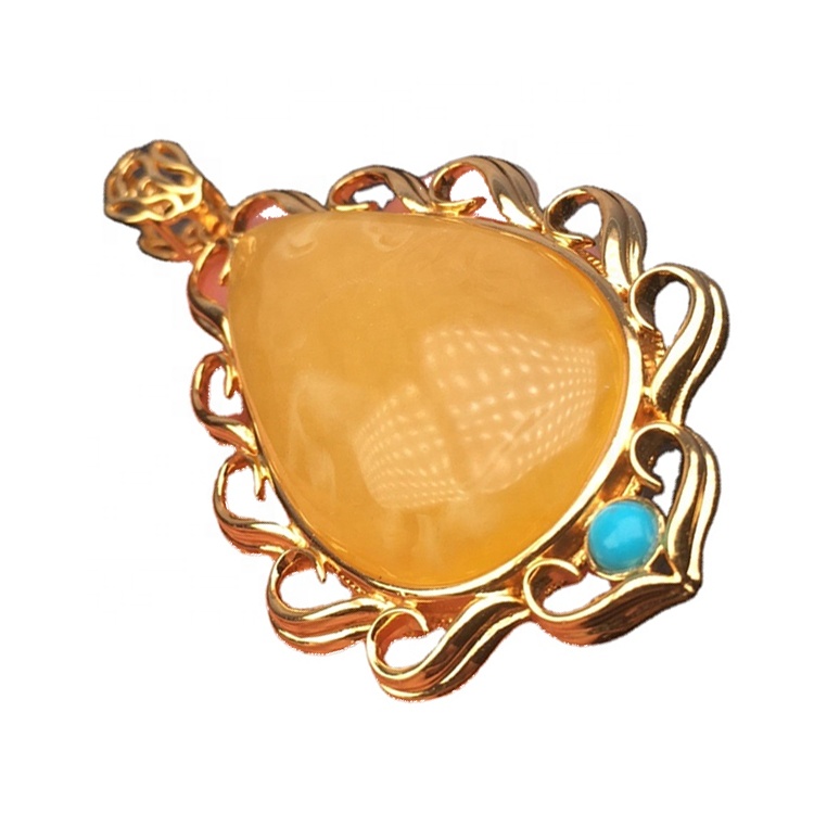 টিয়ারড্রপ-আকৃতি সোনার ধাতুপট্টাবৃত অ্যাম্বার দুল 17