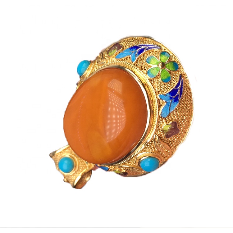 Blauwe spinel 14k goud plated Amber-pendant 28