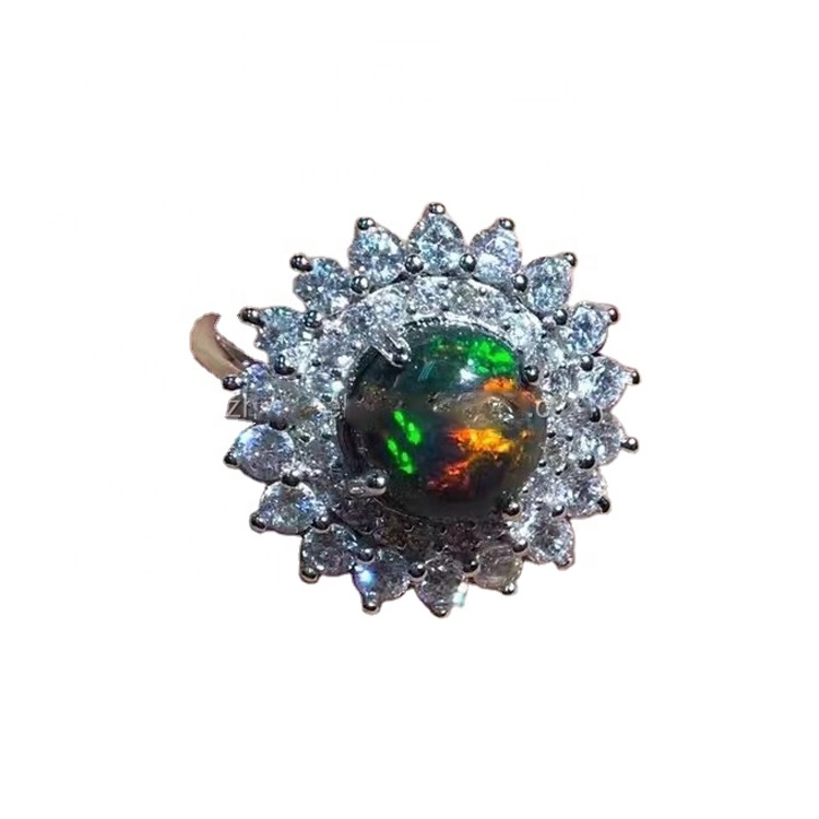 Pete ya pete ya opal / 14k dhahabu diamond pete ya opal 925 sterling fedha imara pete handmade kujitia 17