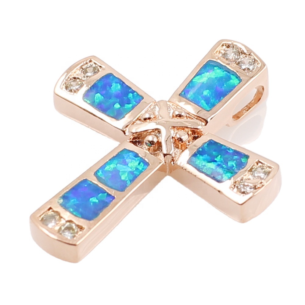 ස්වාභාවික ඔපල් 925 ස්ටර්ලිං රිදී හරස් පෙන්ඩු ආභරණ 17