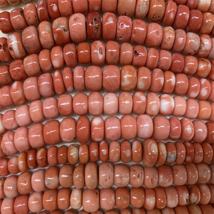 Natural Orange coral Gemstone tube beads uye glossy gemstone strings 17