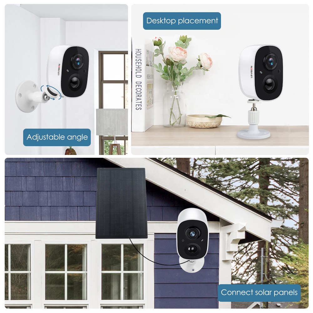 LSVISION - WIFI inalámbrico HD 1080P CCTV Seguridad en el hogar PIR humano  Detección de movimiento Panel