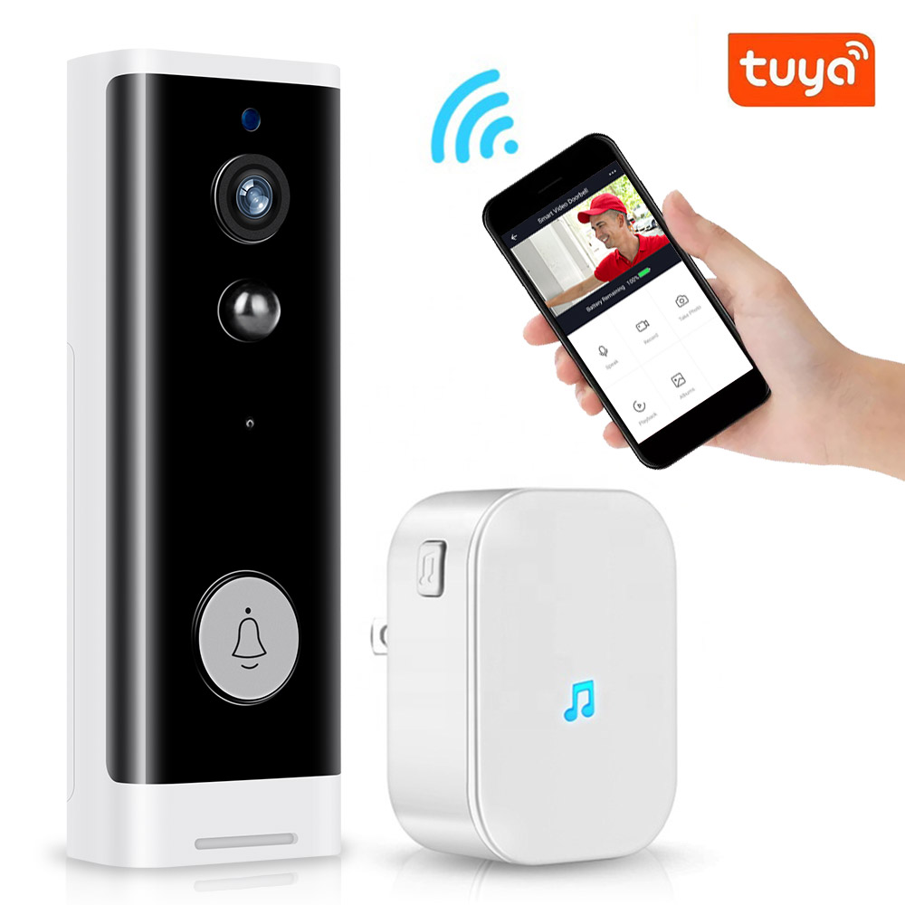 LS VISION Tuya Application caméra intelligente de Vision nocturne sans fil  1080P HD WiFi sonnette vidéo étanche pour l'extérieur à distance