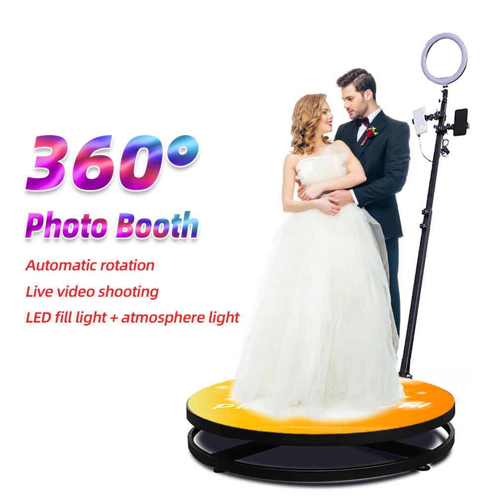  360 Photo Booth Selfie Plataforma con cámara lenta portátil 360  Video Spin Cámara para fiestas con logotipo gratis : Electrónica