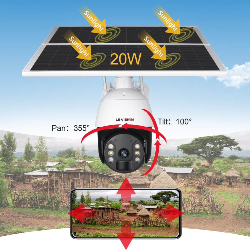 LS VISION 20 Вт Солнечная видеокамера De Seguridad Solares SIM-карта IP мини  двусторонняя камера наблюдения для внутренней связи на открытом воздухе