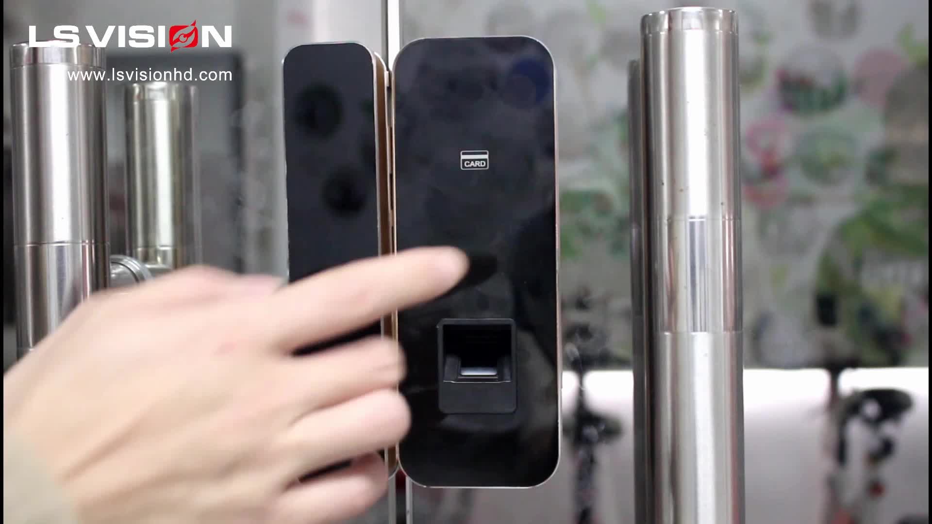 LSVISION Anti-theft Intelligent Fingerprint Electronic Security Smart Swinging Glass Door Lock for Double Door for Guangdong, China