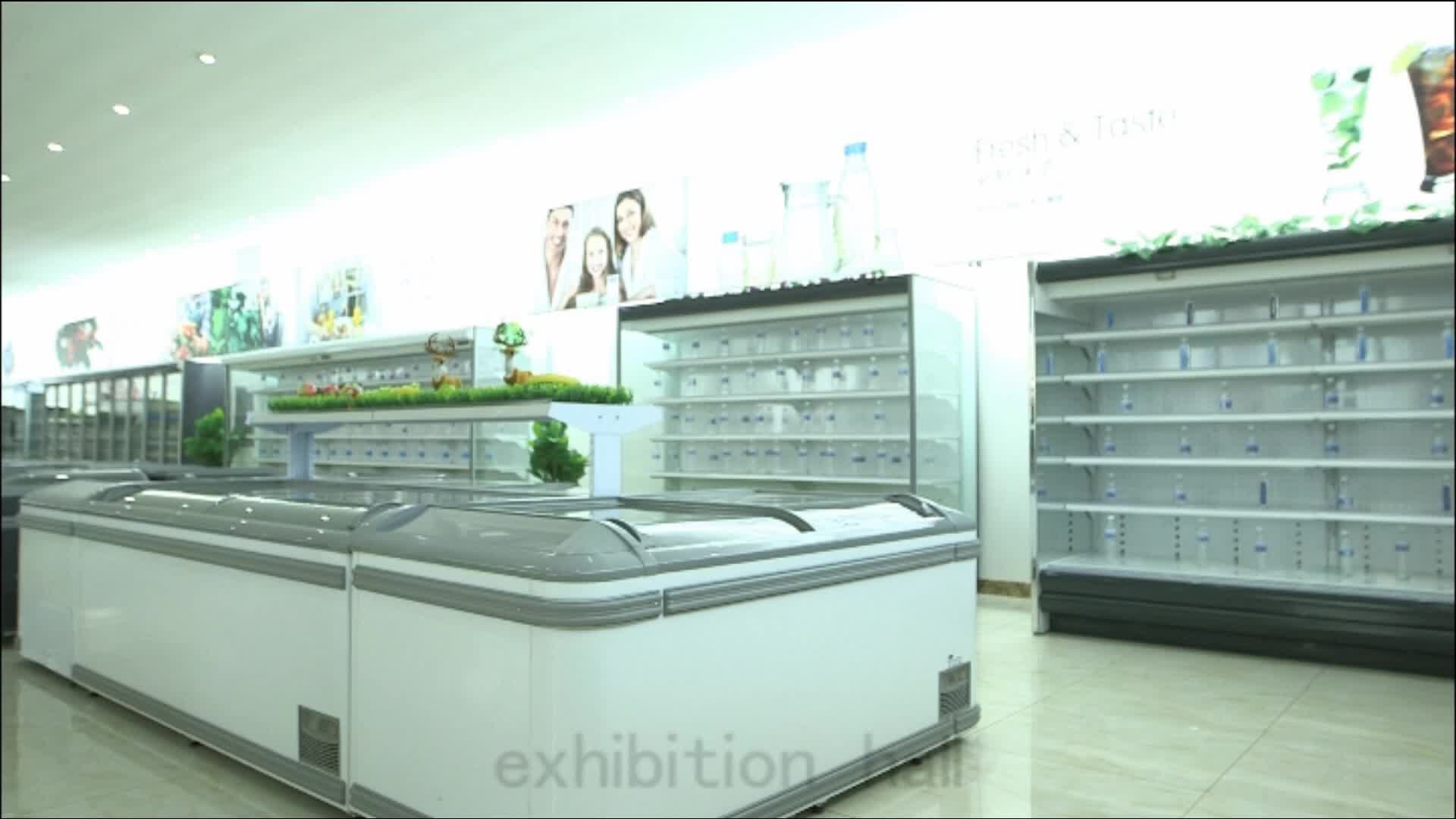 DUSUNG - commercial island glass sliding door frost free vertical salad seafood freezer 1.Island Freezer